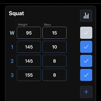 Logging sets and reps for Squat